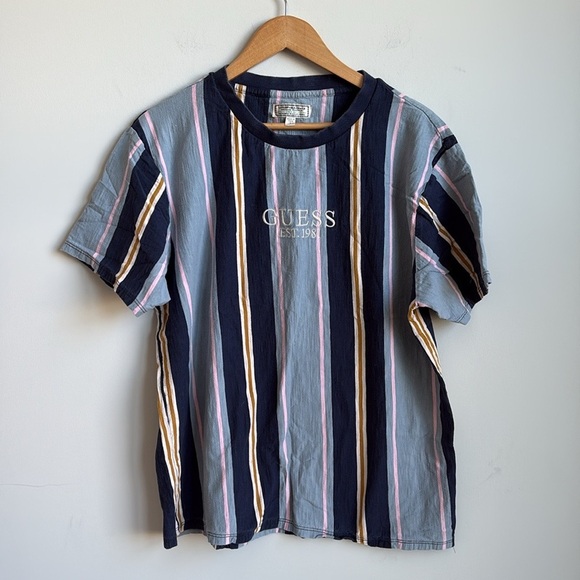 Guess Vertical Striped Shirt Men's Large - Picture 1 of 4